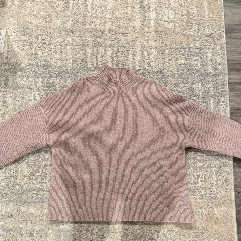 Abercrombie & Fitch Dusty Rose Mock Neck Ribbed Sweater